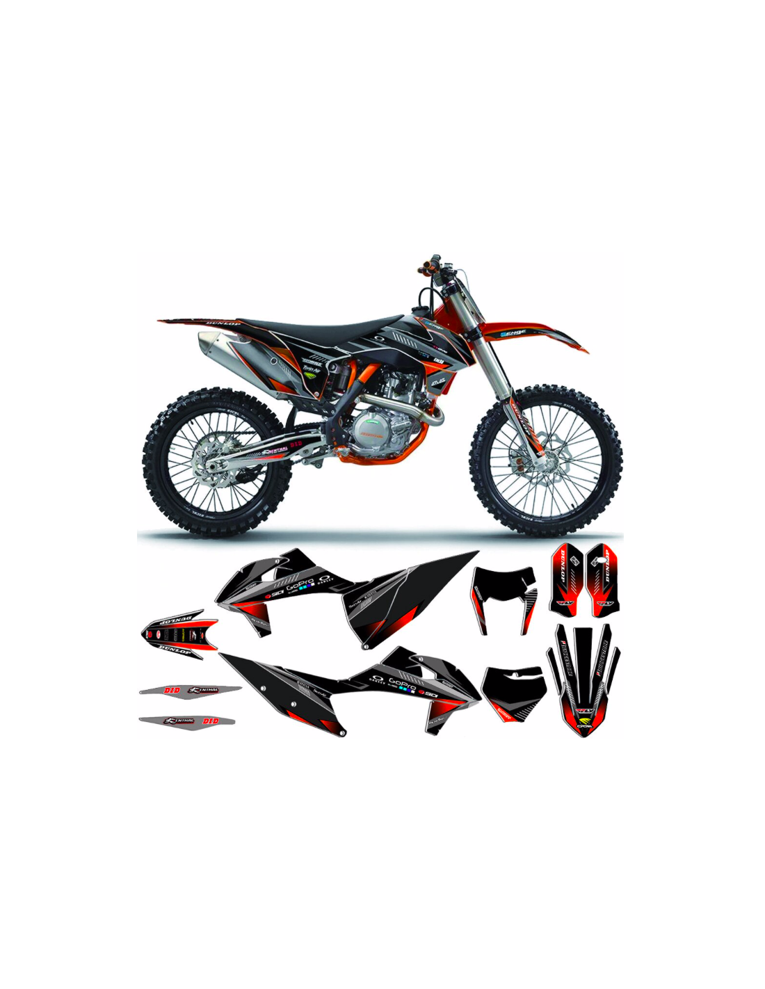 Sticker Silencieux KRM - GXS-RACING, kit déco moto, stickers, templ