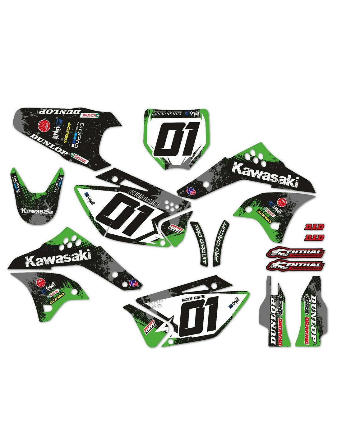 Adesivi alette radiatore per KAWASAKI KX KXF