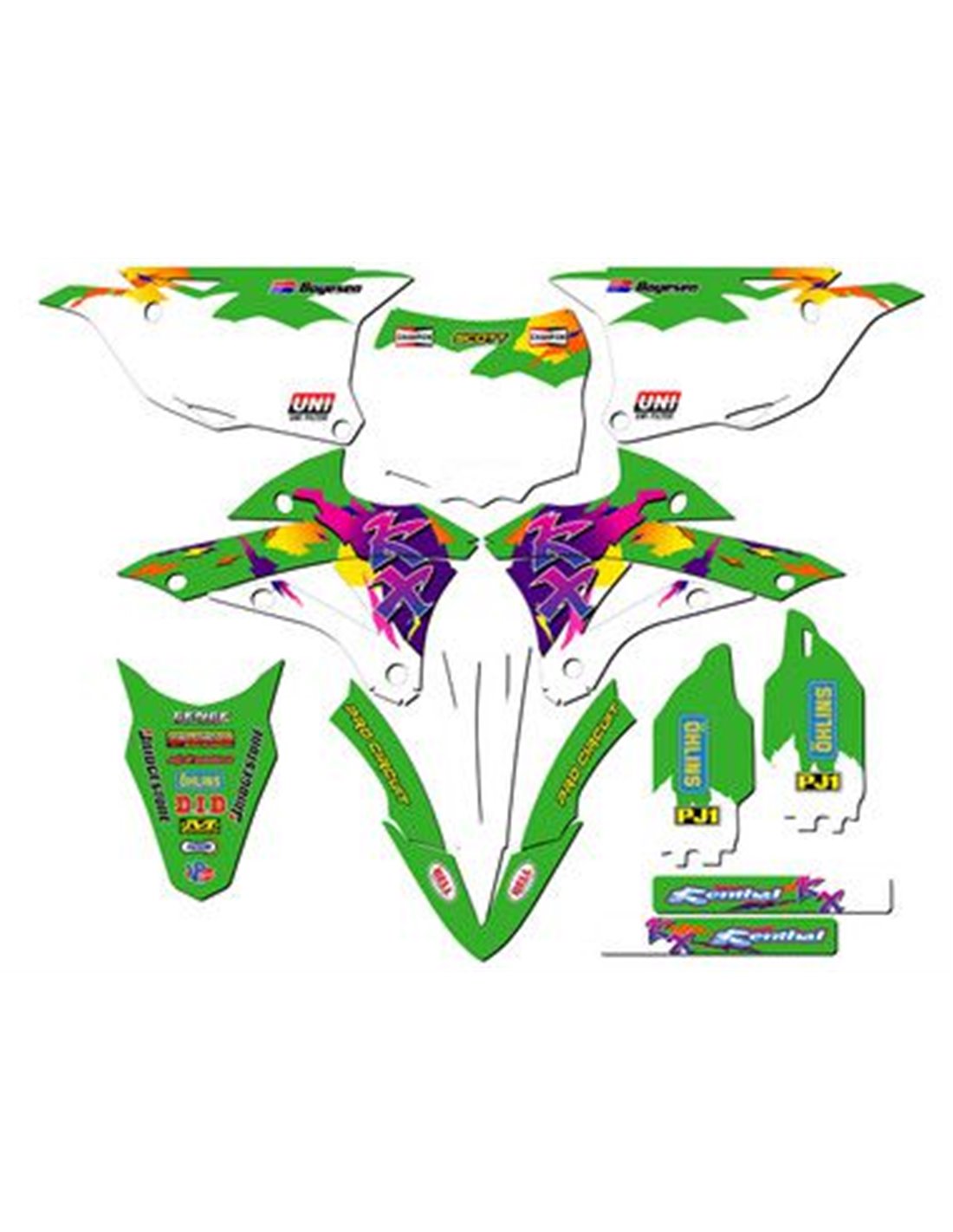 Factory EFX Green Flames Graphic Kit For Kawasaki KX85 (2001-2012) – MX Decal Sticker Set