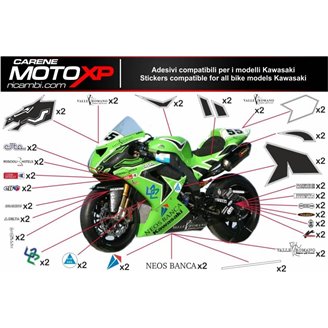 Kit Autocollants compatible avec Kawasaki Zx6R 2005 - 2006 - MXPKAD9657