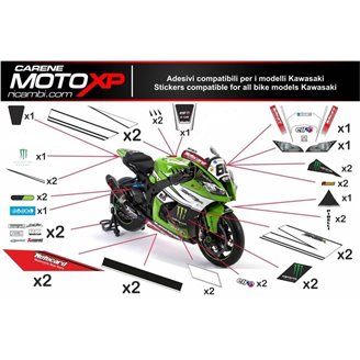 Kit adesivi compatibile con Kawasaki Zx6R 2009 - 2012 - MXPKAD9737