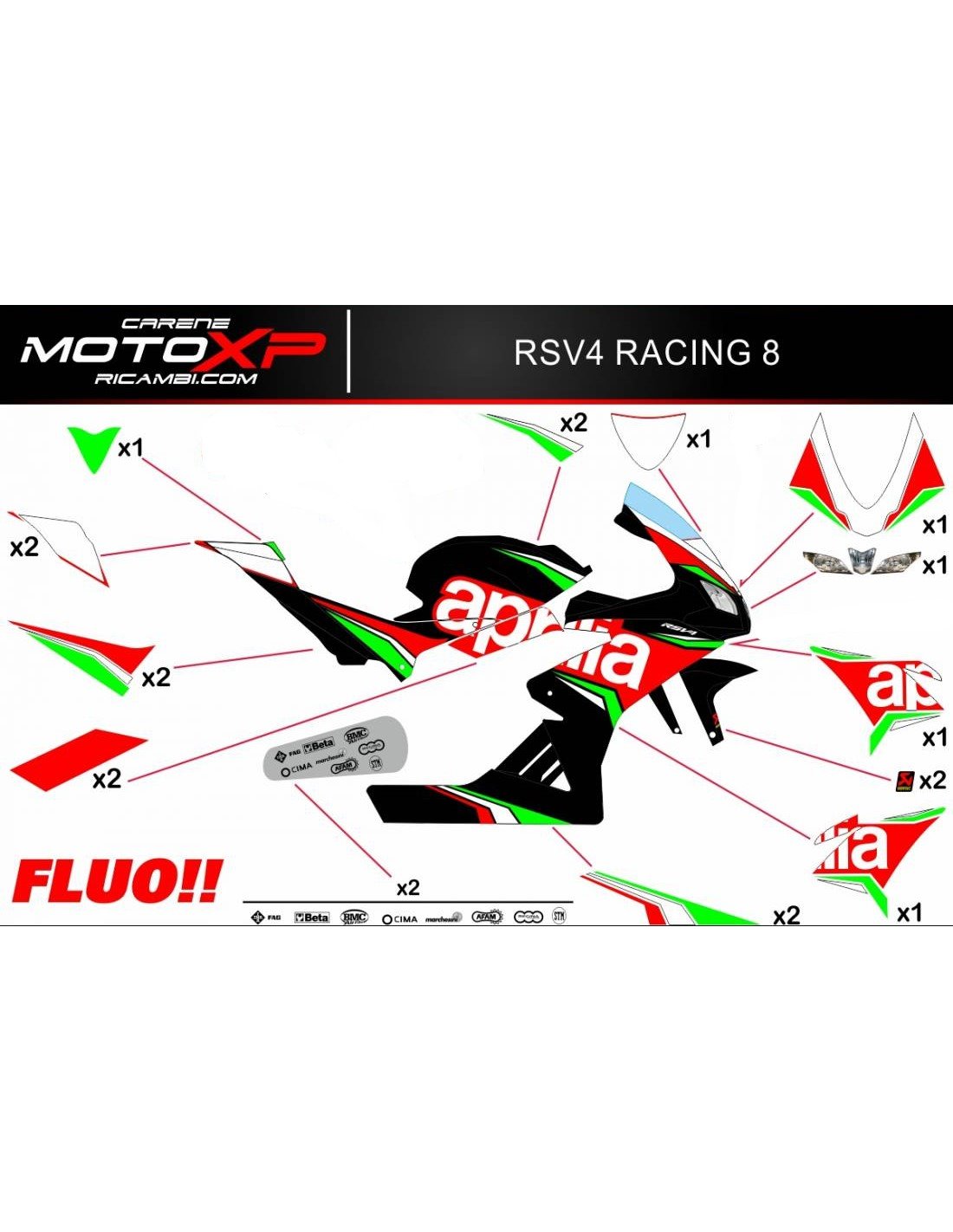 Sticker set compatible with Aprilia RSV4 2015 - 2020 - MXPKAD8059