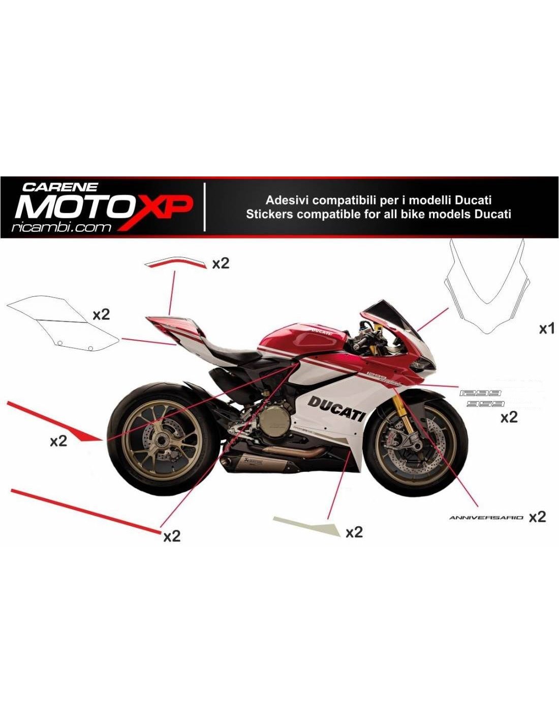 Sticker set compatible with Ducati 749 999 2003 2004 MXPKAD8371 Type of Fairings Street
