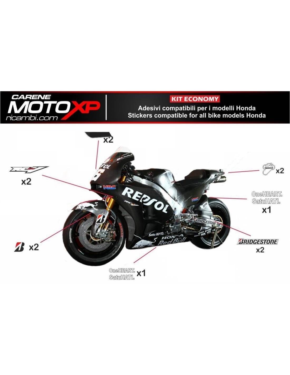Aufkleber Satz kompatibel mit Honda Cbr 600 RR 2003 2004 MXPKAD8884 Art der Verkleidung Strassenverkleidung