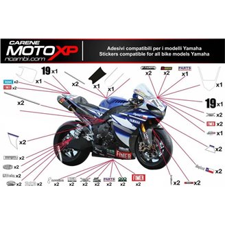 Kit Autocollants compatible avec Yamaha R1 2015 - 2019 - MXPKAD11286