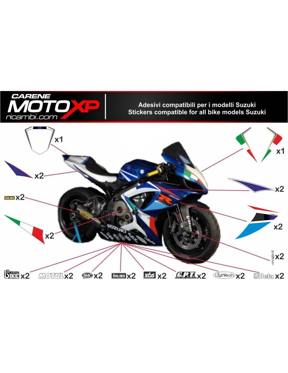 Sticker set compatible with Suzuki Gsxr 600/750 2011 - 2024 - MXPKAD10219