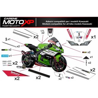 Kit Autocollants compatible avec Kawasaki Zx6R 636 2013 - 2018 - MXPKAD9780