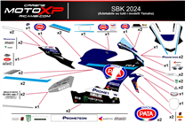 Kit de pegatinas compatible con Yamaha R1 2020 - 2024 - MXPKAD17236